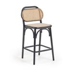 *WOONWINKEL* Kave Home Doriane Retro Webbing Barkruk Zwart, Huis en Inrichting, Barkrukken, Verzenden, Nieuw