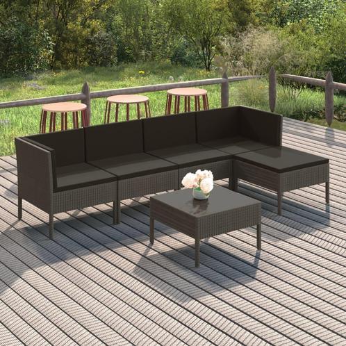 vidaXL 6-delige Loungeset met kussens poly rattan grijs, Tuin en Terras, Tuinsets en Loungesets, Loungeset, Nieuw, Rotan, Verzenden