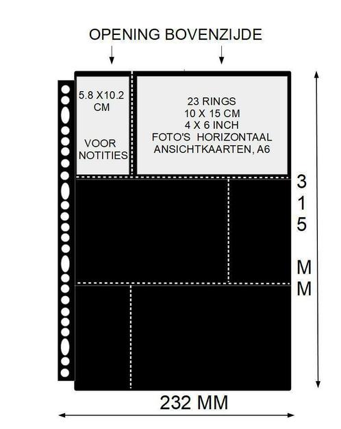 PP bladen 23 rings voor o.a 10x15 cm  foto's horiz. zwart, Verzamelen, Foto's en Prenten, Foto, Nieuw, Ophalen of Verzenden