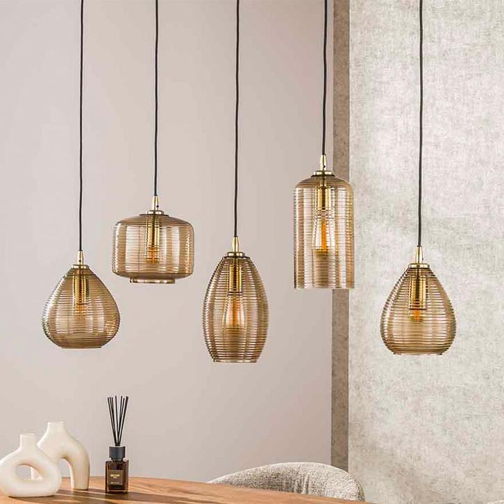 *WOONWINKEL* Hanglamp Smoked Bruin Glas, Huis en Inrichting, Lampen | Hanglampen, Nieuw, Verzenden