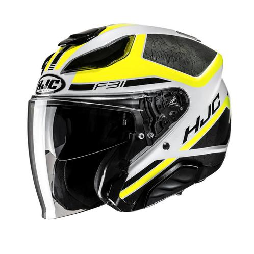 HJC F31 Ceron Zwart Wit Geel Jet Helmet, Motoren, Kleding | Motorhelmen, Jethelm, Heren, S, Nieuw met kaartje, HJC, Verzenden