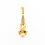 Gouden solitair hanger met parel (pearl, kettinghanger), Ophalen of Verzenden, Gebruikt, Goud, Overige merken