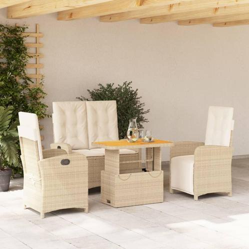 vidaXL 4-delige Tuinset met kussens poly rattan beige, Tuin en Terras, Tuinsets en Loungesets, Tuinset, Nieuw, 4 zitplaatsen, Rotan