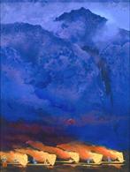 Boeiende litho getiteld Ukai () - Papier -  Kato