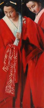 Louis Nagelkerke (1949) - Tweeluik van vrouwen in kimono