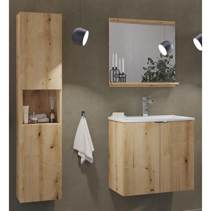 Badmeubel Baretta Compact Oak 60CM (Badkamermeubels), Huis en Inrichting, Badkamer | Badkamermeubels, Nieuw, Ophalen of Verzenden