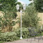 vidaXL Tuinlamp paal 2 lampen E27 220 cm aluminium wit, Tuin en Terras, Buitenverlichting, Verzenden, Nieuw