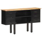 vidaXL Dressoir 110x30x65 cm massief ruw mangohout en staal, Huis en Inrichting, Kasten | Dressoirs, 100 tot 150 cm, Verzenden