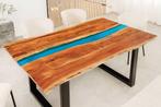 Massieve eettafel LIQUID 160cm bruin acaciahout boomrand, Ophalen of Verzenden, Nieuw