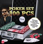 2dekans | Pokerset in Aluminium Koffer - 100 Poker Chips -, Hobby en Vrije tijd, Gezelschapsspellen | Kaartspellen, Ophalen of Verzenden
