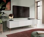 TV-Meubel wit 180x40 cm 2 kleppen goud, Huis en Inrichting, Overige materialen, Verzenden, 150 tot 200 cm, Nieuw