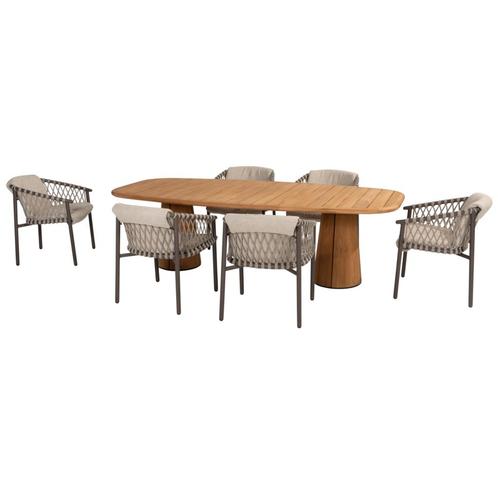 Capri Allora dining tuinset 240x110xH75 cm 7 delig teak, Tuin en Terras, Tuinsets en Loungesets, Nieuw, Ophalen of Verzenden