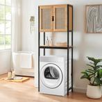 Toilet ombouwkast Tervola 172x63x27 cm zwart en naturel [en., Huis en Inrichting, Badkamer | Badkamermeubels, Verzenden, Nieuw