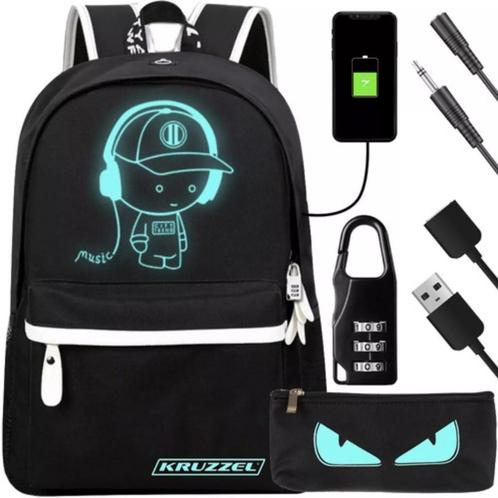 Kruzzel Reflecterende Rugzak met USB - Ideaal voor School..., Sieraden, Tassen en Uiterlijk, Tassen | Rugtassen, Nieuw, Ophalen of Verzenden