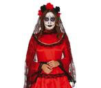 Halloween Tiara Sluier Zwart Rood, Verzenden, Nieuw