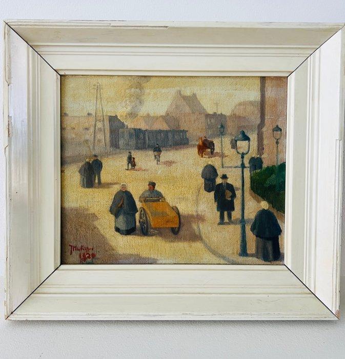 J. M. de Feijter (XX) - Straat beeld, Antiek en Kunst, Kunst | Schilderijen | Klassiek