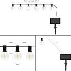 Solar prikkabel Chain met 25 warm witte led filament lampen, Tuin en Terras, Buitenverlichting, Kunststof, Verzenden, Minder dan 50 watt