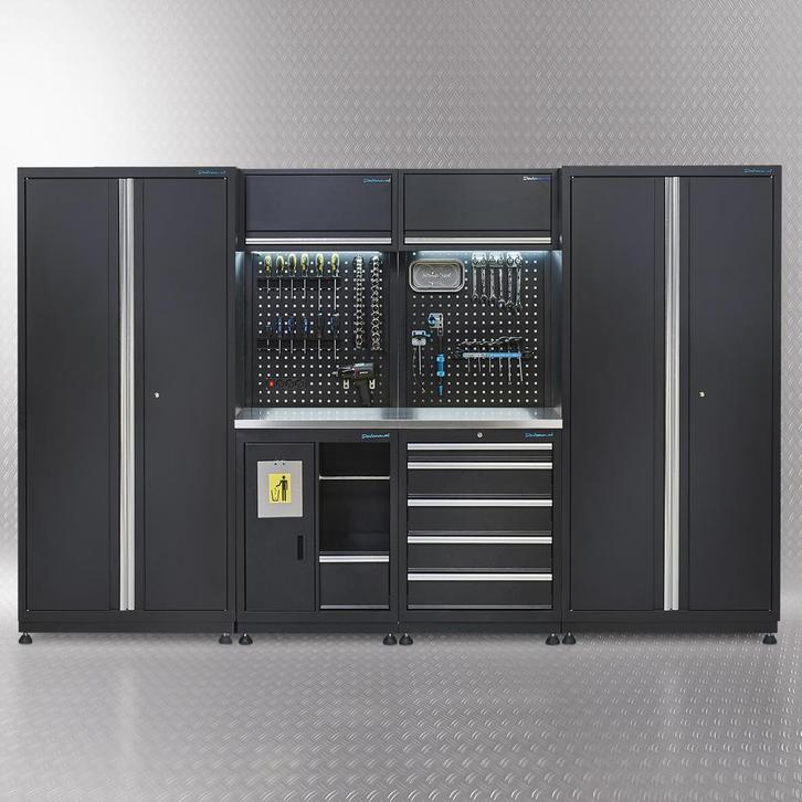 Datona Werkplaatsinrichting PREMIUM met RVS werkblad 315 cm, Doe-het-zelf en Verbouw, Werkbanken, Nieuw, Ophalen of Verzenden