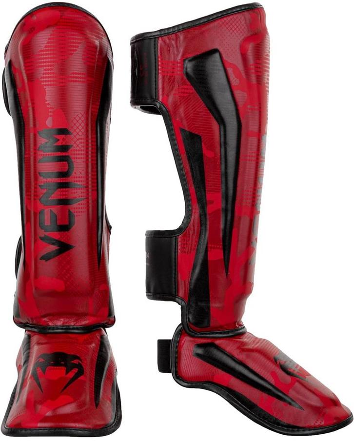 Venum Muay Thai Kickboks Scheenbeschermers Elite Rood Camo, Sport en Fitness, Vechtsporten en Zelfverdediging, Nieuw, Overige