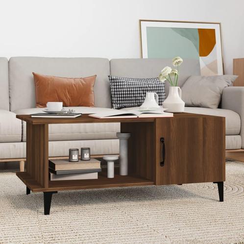 vidaXL Salontafel 90x50x40 cm bewerkt hout bruin eikenkleur, Huis en Inrichting, Tafels | Salontafels, 50 tot 100 cm, Nieuw, Overige houtsoorten
