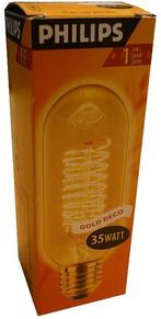 Philips gold deco 35 watt E27, Huis en Inrichting, Lampen | Losse lampen, 30 tot 60 watt, Nieuw, E27 (groot), Buis lamp deco
