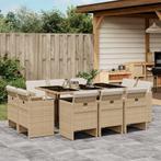 vidaXL 11-delige Tuinset met kussens poly rattan beige, Meer dan 8 zitplaatsen, Nieuw, Tuinset, Verzenden