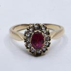 Ring - 18 karaat Geel goud - 0.72ct. tw. Saffier - Diamant, Nieuw