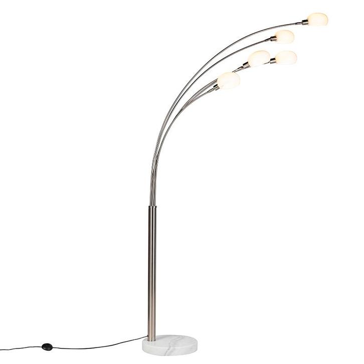 Design vloerlamp staal 5-lichts - Sixties Marmo, Huis en Inrichting, Lampen | Vloerlampen, Nieuw, Overige materialen, 200 cm of meer