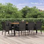 vidaXL 9-delige Tuinset poly rattan zwart, Nieuw, 8 zitplaatsen, Tuinset, Verzenden