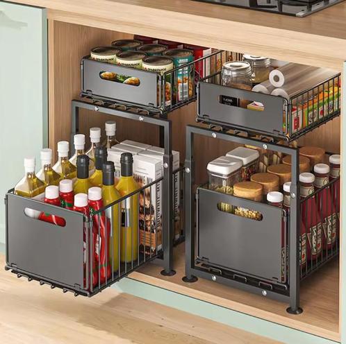 Uittrekbaar Opbergrek 2 Lagen – Organizer Keuken & Bad, Huis en Inrichting, Keuken | Keukenelementen, Nieuw, Verzenden