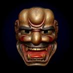 Japan Wooden Noh Mask of Golden Shishiguchi   -, Antiek en Kunst