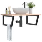 vidaXL Badkamer wandschap staal en massief eikenhout, Verzenden, Nieuw
