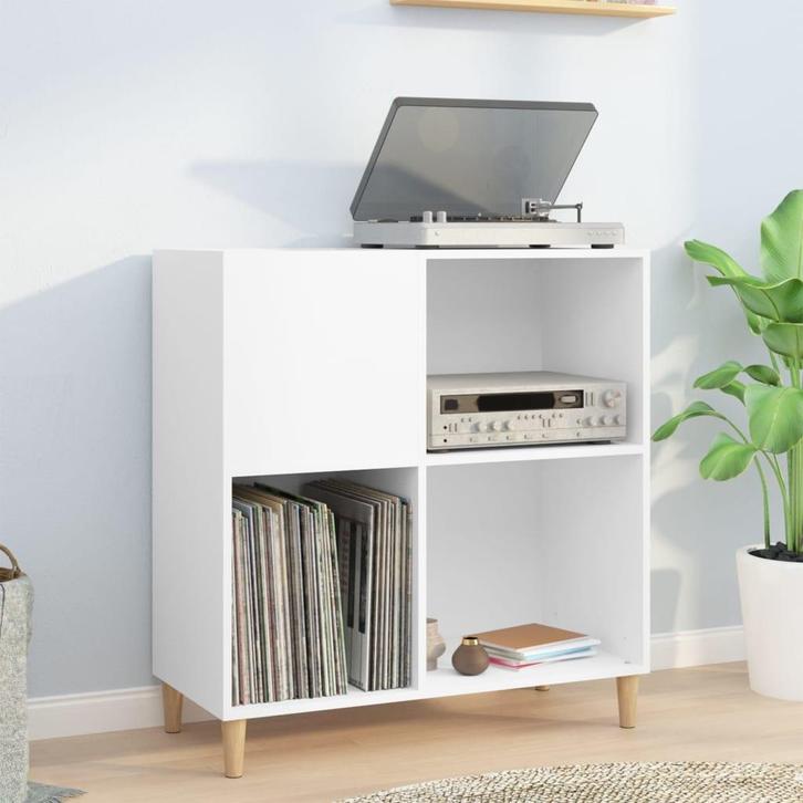 vidaXL Platenkast 84,5x38x89 cm bewerkt hout wit, Huis en Inrichting, Kasten | Overige, Nieuw, Verzenden