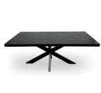 Eettafel mangohout visgraat patroon zwart 220x100x78, 100 tot 150 cm, Vijf personen of meer, Eric, Ovaal