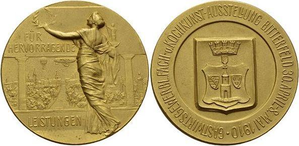 Bronze-medaille 1910 Sachsen-anhalt, Bitterfeld, Stadt, Postzegels en Munten, Penningen en Medailles, Verzenden