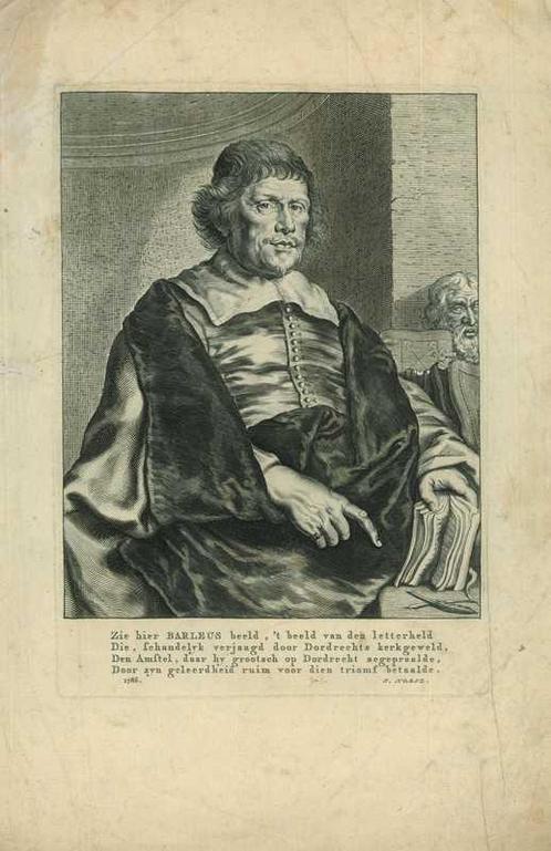Portrait of Caspar Barlaeus, Antiek en Kunst, Kunst | Etsen en Gravures