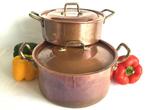 Twee Franse roodkoperen Kookpotten - Hapjespan (2) - Koper,, Antiek en Kunst
