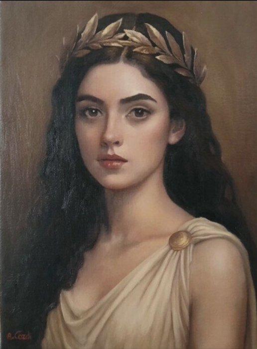 Attilio Cardi (1967) - Athena, Antiek en Kunst, Kunst | Schilderijen | Klassiek