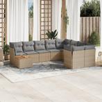 vidaXL 10-delige Loungeset met kussens poly rattan beige, Verzenden, Nieuw, Rotan, Loungeset
