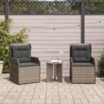 vidaXL Tuinbank met kussen 2 pcs Grijs Poly riet, Tuin en Terras, Verzenden, Nieuw, Rotan