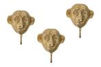 Extravagante jashaak set van 3 THREE APES 25cm goud, Huis en Inrichting, Woonaccessoires | Kapstokken, Ophalen of Verzenden, Nieuw