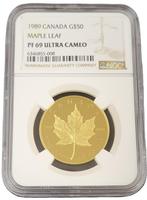 1 oz Gouden 50 Dollar 1989 Maple Leaf PF69 Ultra Cameo NGC, Postzegels en Munten, Munten | Amerika, Goud, Losse munt, Verzenden