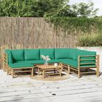 vidaXL 8-delige Loungeset met kussens bamboe groen, Verzenden, Nieuw, Hout, Loungeset