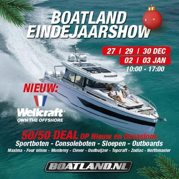Jeanneau motorboten in de showroom tijdens onze Oudejaarshow, Watersport en Boten, Vis- en Consoleboten, Buitenboordmotor, Benzine