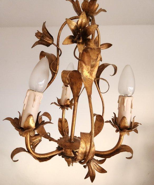 Kroonluchter - IJzer, Verguld - Blattgoud shabby bloemen, Antiek en Kunst, Antiek | Overige Antiek