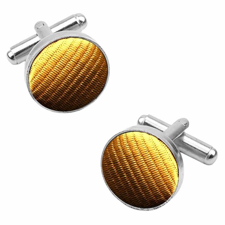 Fako Bijoux - Manchetknopen - Staal & Streep - Ø 16mm - Goud, Sieraden, Tassen en Uiterlijk, Manchetknopen, Verzenden