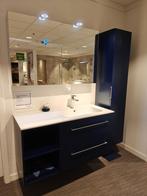 Showmodel Badmeubel Blauw 120cm met hoge kast en spiegelkast, Huis en Inrichting, Badkamer | Badkamermeubels, Nieuw, 25 tot 50 cm