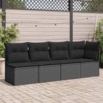 vidaXL Tuinbank 4-zits met kussens poly rattan zwart, Verzenden, Nieuw, Rotan