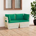 vidaXL Tuinbank 2-zits met kussens pallet vurenhout, Verzenden, Nieuw, Hout