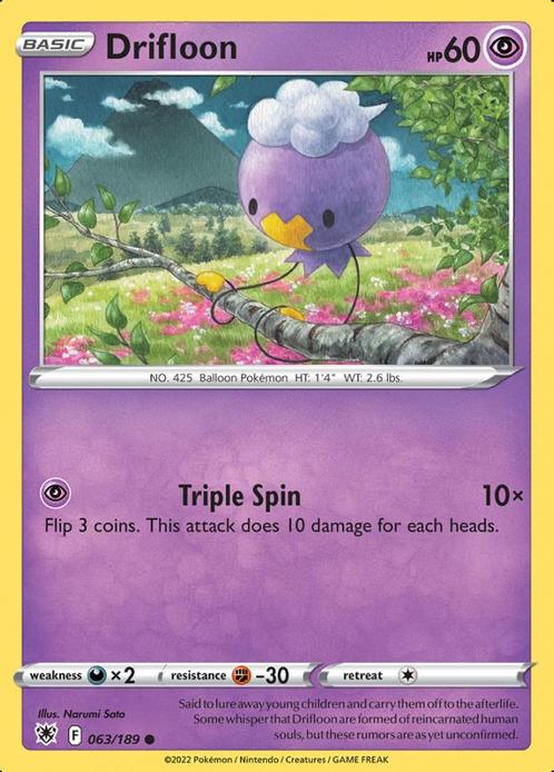 Drifloon 063/189 Astral Radiance, Hobby en Vrije tijd, Verzamelkaartspellen | Pokémon, Losse kaart, Nieuw, Foil, Ophalen of Verzenden